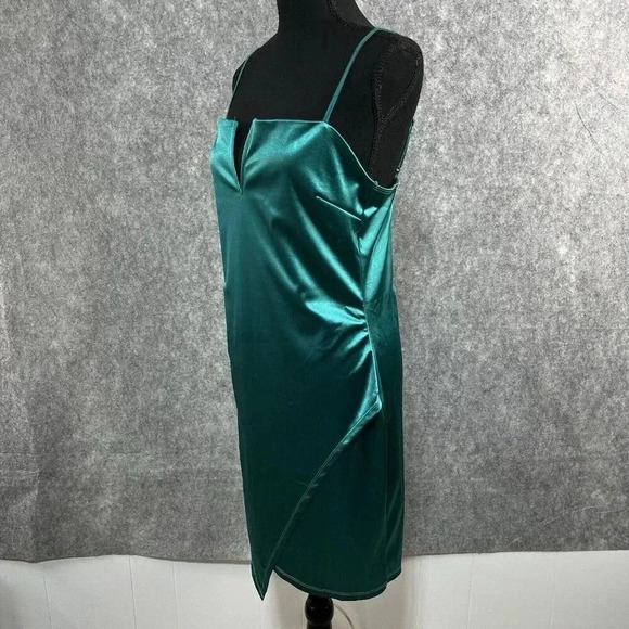 Rue 21 Cocktail Slip Dress Womens L Teal Tulip Hem Feminine Romantic Date Night - Picture 4 of 16